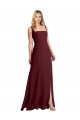 Online Square Neckline Soft A-Line Chiffon Bridesmaid Dress with Side Slit UK