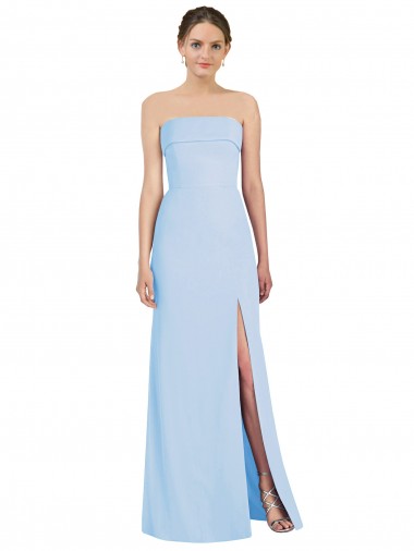 Online Strapless Trumpet Chiffon Formal Bridesmaid Dress with Thigh high Slit UK