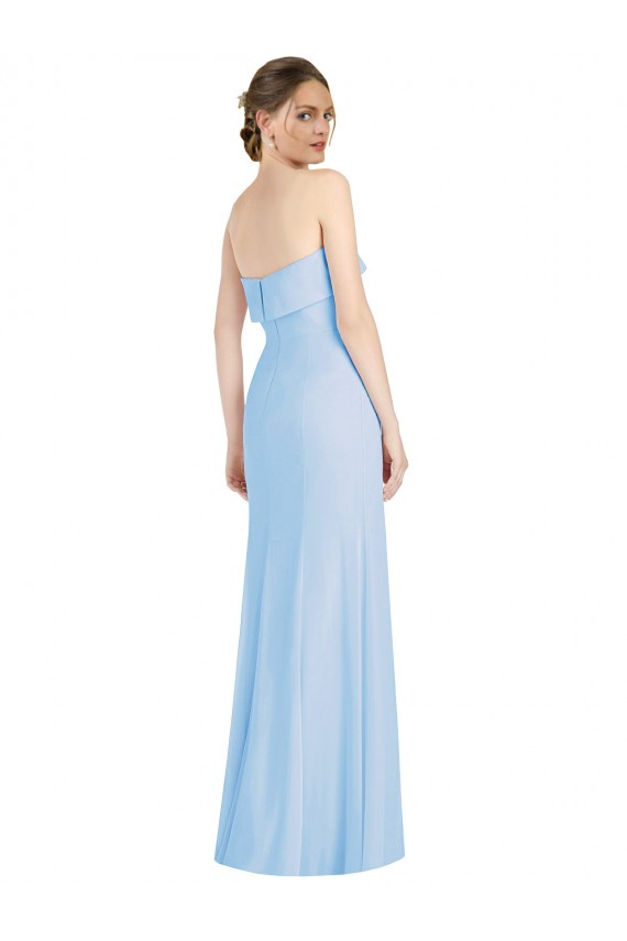 Online Strapless Trumpet Chiffon Formal Bridesmaid Dress with Thigh high Slit UK