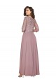 Online Hand-Beaded Bodice V-Neckline Long Sleeves Chiffon Bridesmaid Dress / Prom Dress UK