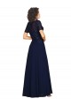 Online Short Sleeves A-Line Long Chiffon Bridesmaid Dress / Prom Dress with Beaded Bodice UK