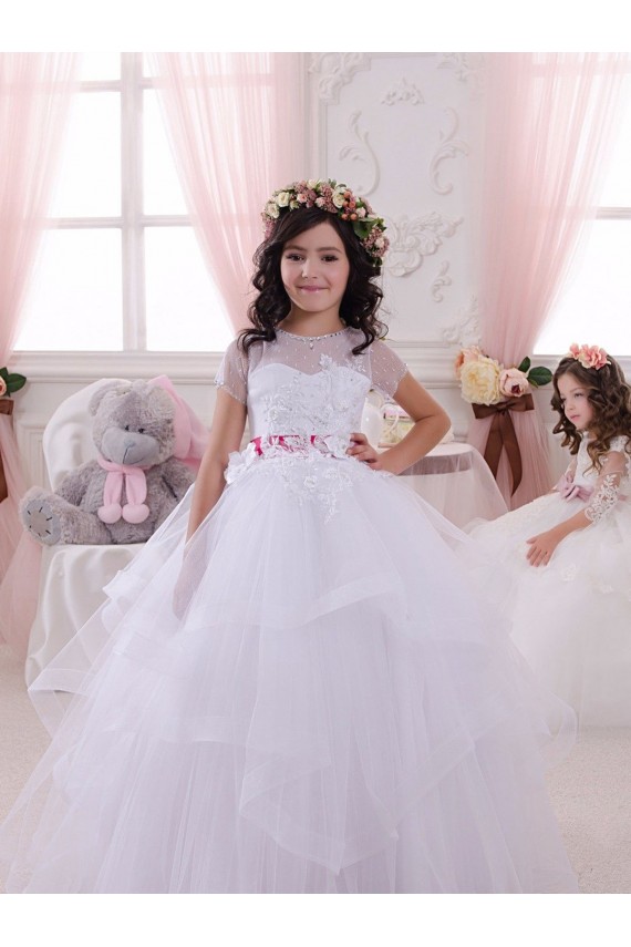 Online Ivory Ball Gown Sweetheart Floor Length Flower Girl Dress UK