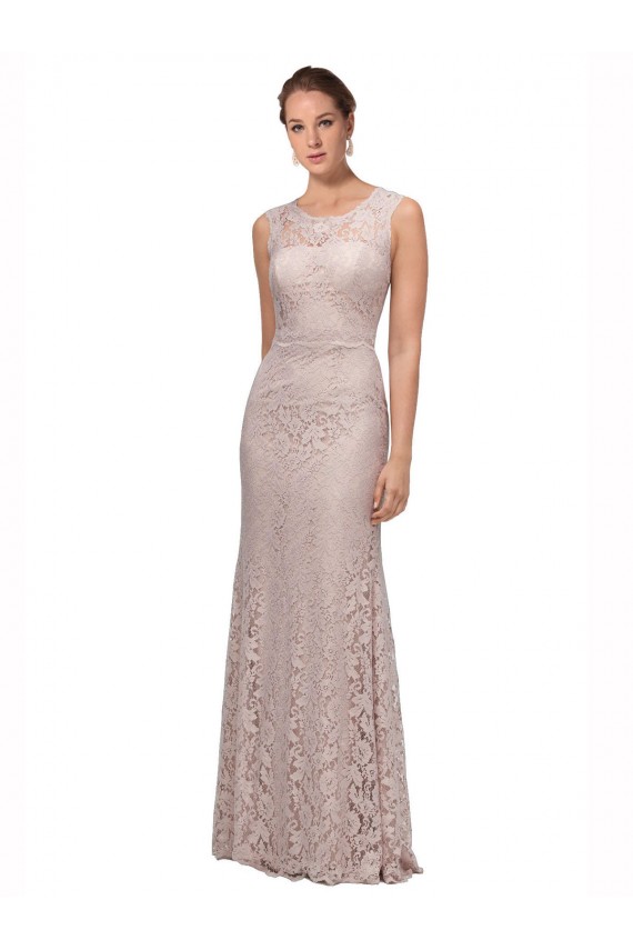 Online Long Sleeveless All Lace Bridesmaid Dress / Prom Dress with Scoop Neckline UK