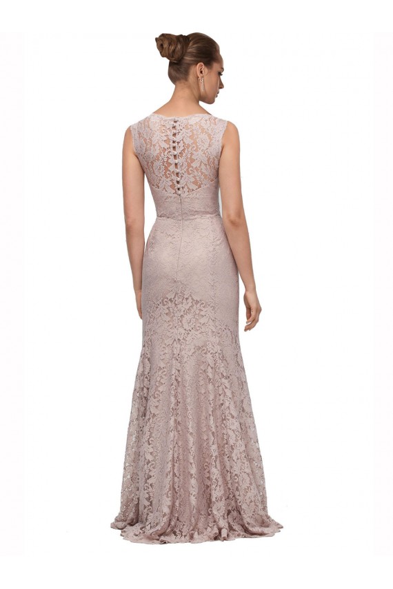 Online Long Sleeveless All Lace Bridesmaid Dress / Prom Dress with Scoop Neckline UK