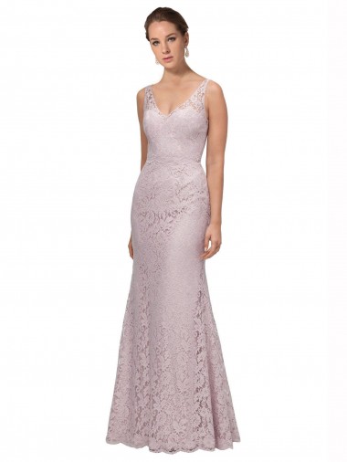 Online Lace V-Neckline Long Full Length Bridesmaid Dress / Prom Dress UK
