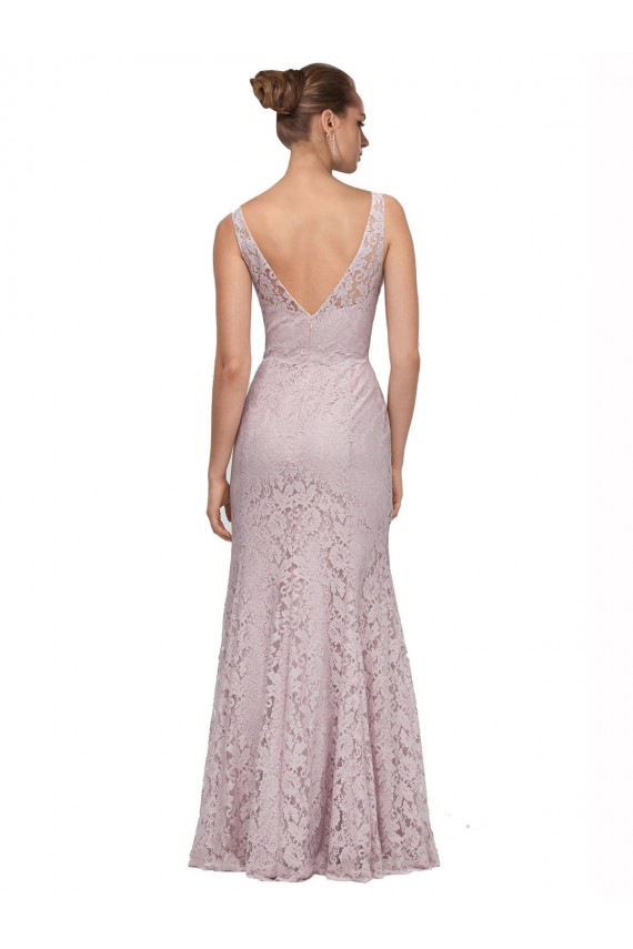 Online Lace V-Neckline Long Full Length Bridesmaid Dress / Prom Dress UK