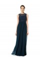 Online Long Chiffon Bridesmaid Dress with Lace Sleeveless Bodice and Keyhole Back UK
