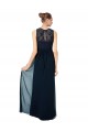 Online Long Chiffon Bridesmaid Dress with Lace Sleeveless Bodice and Keyhole Back UK