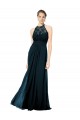 Online Lace Halter Bodice Long Chiffon Bridesmaid Dress UK