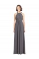 Online Long Chiffon Bridesmaid Dress with Corded Lace Bodice UK