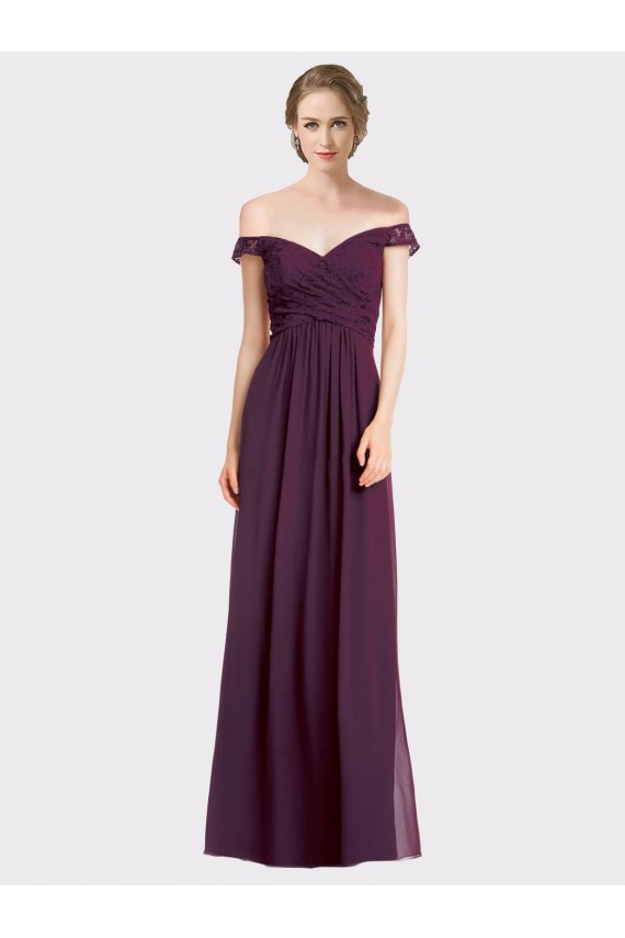 Online Sweetheart Long Bridesmaid Dress with Off the Shoulder Cap Sleeve Lace Bodice UK