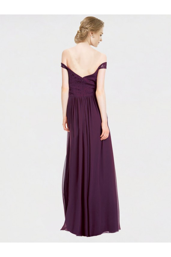 Online Sweetheart Long Bridesmaid Dress with Off the Shoulder Cap Sleeve Lace Bodice UK
