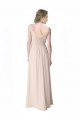 Online Long Chiffon Bridesmaid Dress with Corded Lace V-Neck Bodice UK