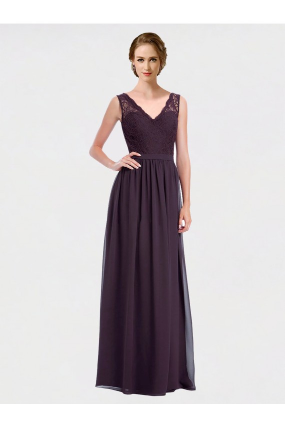 Online V-Neck Bridesmaid Dress with Corded Lace Bodice UK