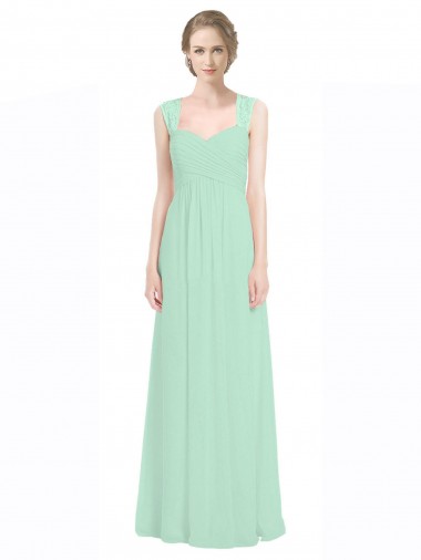 Online Sweetheart Chiffon Bridesmaid Dress with Lace Straps and Keyhole Back UK
