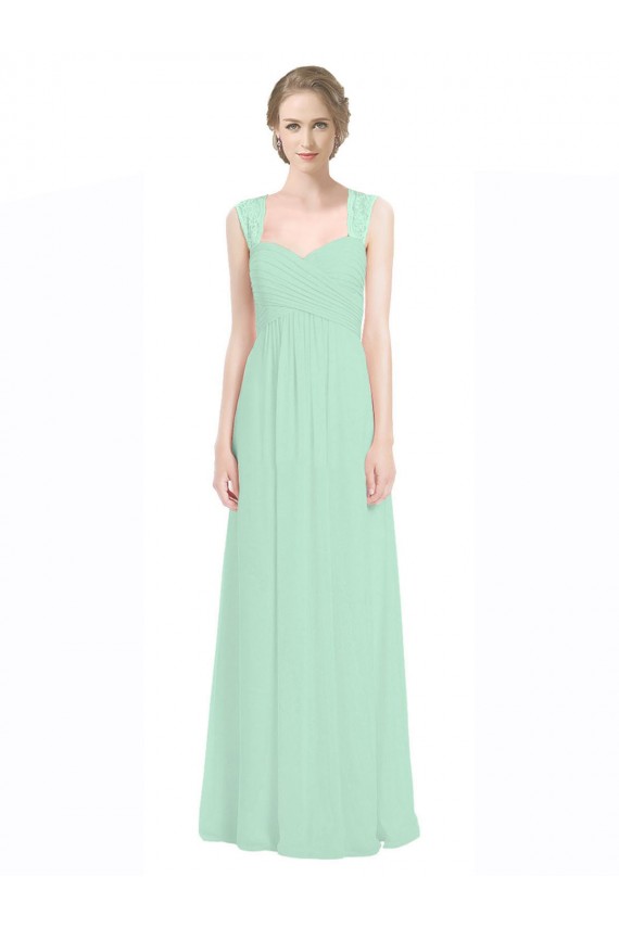 Online Sweetheart Chiffon Bridesmaid Dress with Lace Straps and Keyhole Back UK