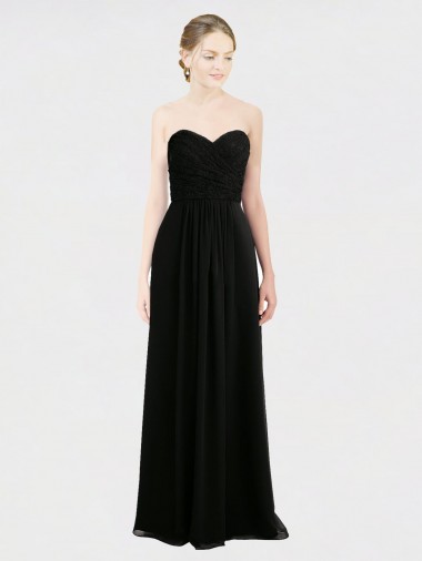 Online Long Strapless Lace Bodice Bridesmaid Dress with Sweetheart Neckline and Criss-Cross Pleats UK