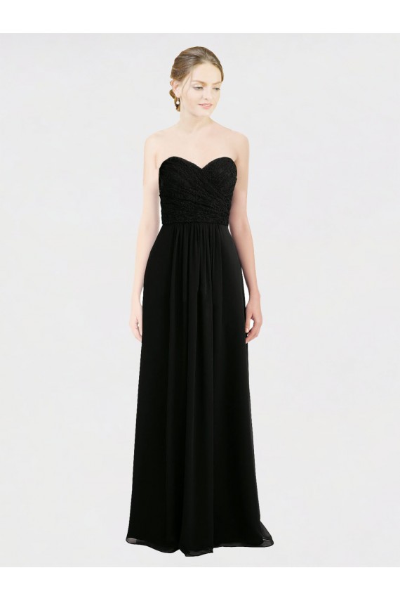 Online Long Strapless Lace Bodice Bridesmaid Dress with Sweetheart Neckline and Criss-Cross Pleats UK