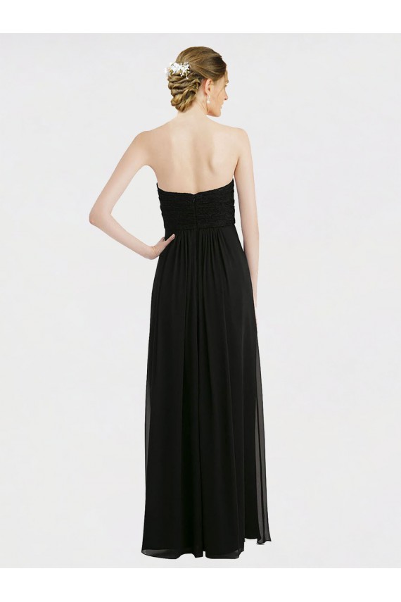 Online Long Strapless Lace Bodice Bridesmaid Dress with Sweetheart Neckline and Criss-Cross Pleats UK