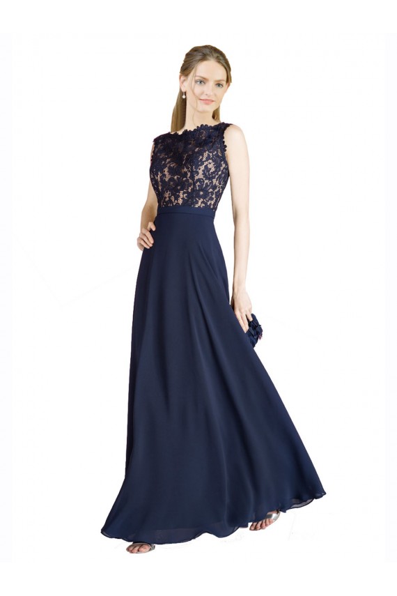 Online Bateaux Neckline A-Line Lace Bridesmaid Dress / Prom Dress with Top Nude Layer UK