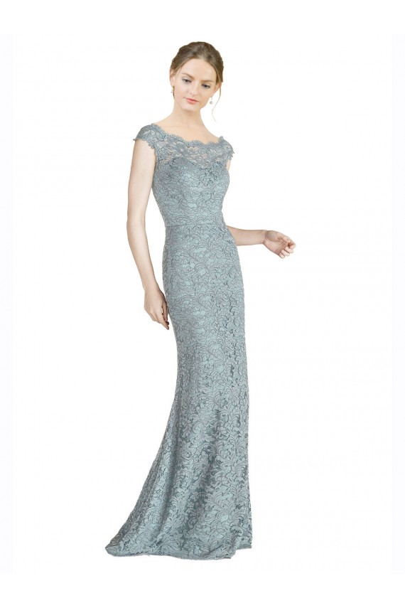 Online Off the Shoulder Mermaid Lace Bridesmaid Dress / Prom Dress with Cap Sleeves UK