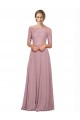 Online Off the Shoulder Lace Crop Top A-Line Chiffon Bridesmaid Dress / Prom Dress UK
