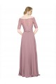 Online Off the Shoulder Lace Crop Top A-Line Chiffon Bridesmaid Dress / Prom Dress UK