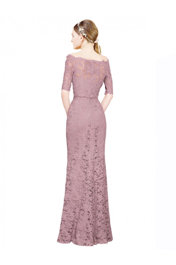 Online Short Sleeves Crop Top Mermaid Lace Bridesmaid Dress / Prom Dress UK