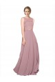 Online Long A-Line Chiffon Bridesmaid Dress / Prom Dress with Sleeveless Lace Crop Top UK