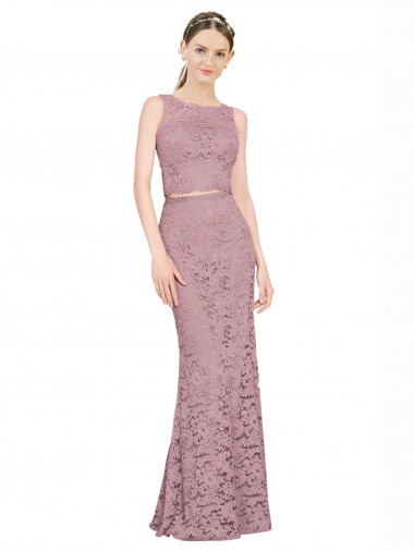 Online Sleeveless Crop Top High Neck Mermaid Lace Bridesmaid Dress / Prom Dress UK