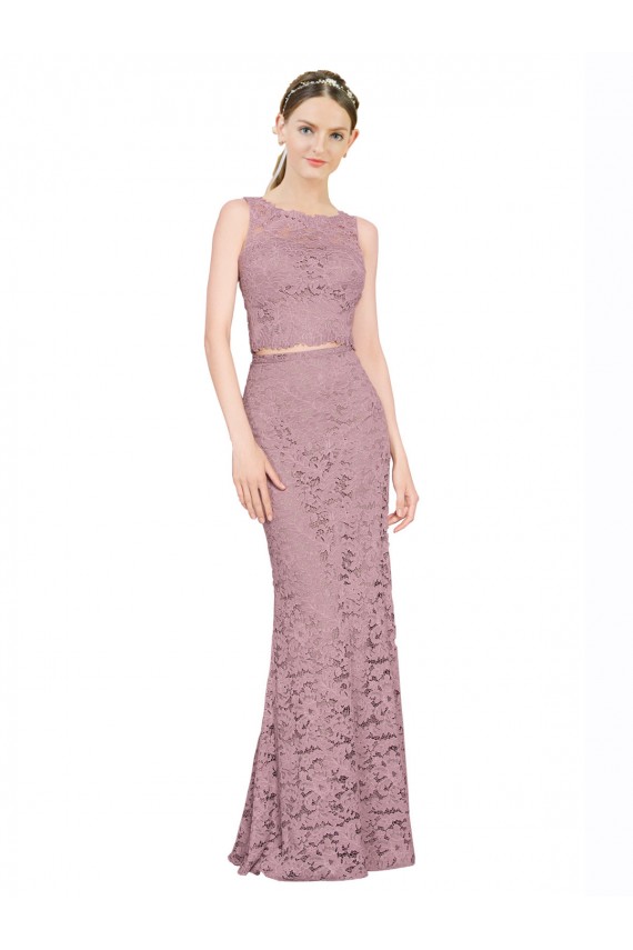 Online Sleeveless Crop Top High Neck Mermaid Lace Bridesmaid Dress / Prom Dress UK