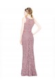 Online Sleeveless Crop Top High Neck Mermaid Lace Bridesmaid Dress / Prom Dress UK