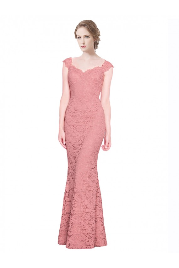 Online Sweetheart Mermaid Long Lace Bridesmaid Dress / Prom Dress with Wide Straps UK