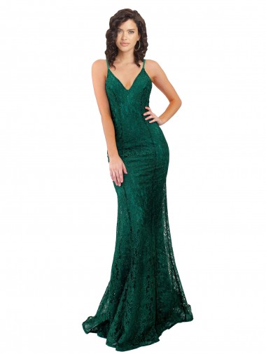 Online Black Tie Sleek Fishtail Shaped Long Lace Bridesmaid Dress / Prom Dress UK
