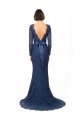 Online Long Sleeves Floor Length Vintage Lace Bridesmaid Dress with Deep V-Back UK