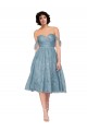 Online Off the Shoulder Sweetheart Chantilly Lace Midi Length Cocktail Bridesmaid Dress UK