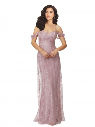 Online Sweetheart Chantilly Lace Bridesmaid Dress with Off the Shoulder Sleeves UK