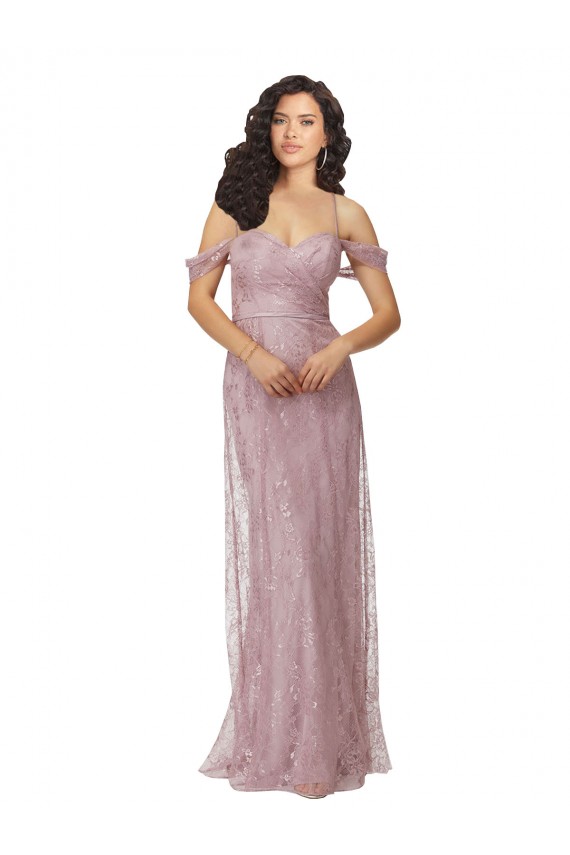 Online Sweetheart Chantilly Lace Bridesmaid Dress with Off the Shoulder Sleeves UK