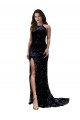 Online Formal High Neckline Lace Open Back Bridesmaid Dress / Prom Dress with High Slit UK