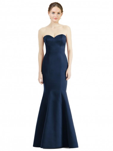 Online Long Mermaid Full Length Strapless Satin Bridesmaid Dress UK