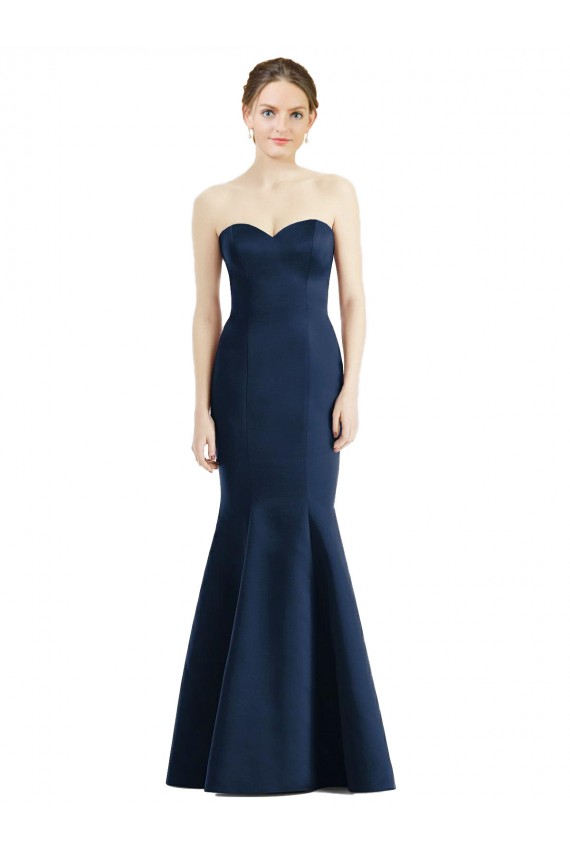 Online Long Mermaid Full Length Strapless Satin Bridesmaid Dress UK