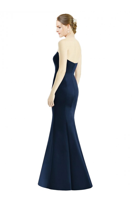 Online Long Mermaid Full Length Strapless Satin Bridesmaid Dress UK