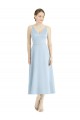 Online Short Tea Length V-Neck Satin Bridesmaid Dress UK