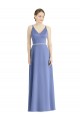 Online Long Floor Length V-Neck Satin Bridesmaid Dress with Spaghetti Straps UK