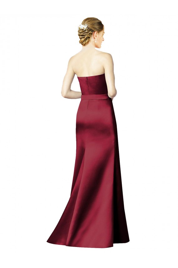 Online Strapless Satin Bridesmaid Dress with Asymmetrical Draped Bodice UK