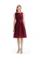 Online Short Midi Length Satin Cocktail Bridesmaid Dress with Bateau Neckline and V-Back UK