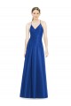 Online Full Pleated V-Neck Long Satin Bridesmaid Dress with Criss Cross Open Back UK