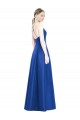 Online Full Pleated V-Neck Long Satin Bridesmaid Dress with Criss Cross Open Back UK