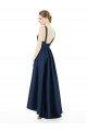 Online Full Length Sleeveless Long Satin Bridesmaid Dress with High Low Hem Detail UK