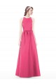 Online Jewel Neck Keyhole Back Sleek Long Satin Bridesmaid Dress UK